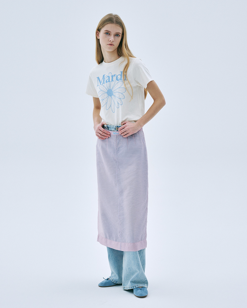 Slim T-shirt Flowermardi Cream Ashblue