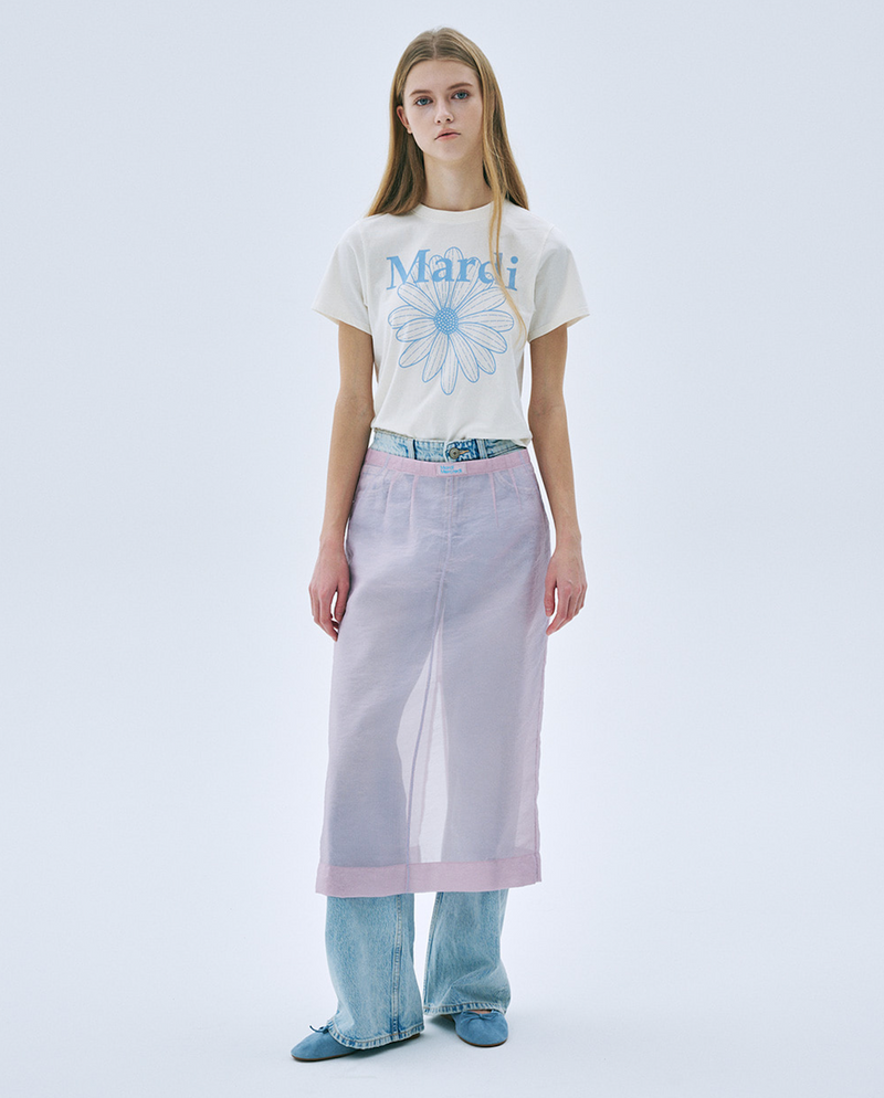 Slim T-shirt Flowermardi Cream Ashblue