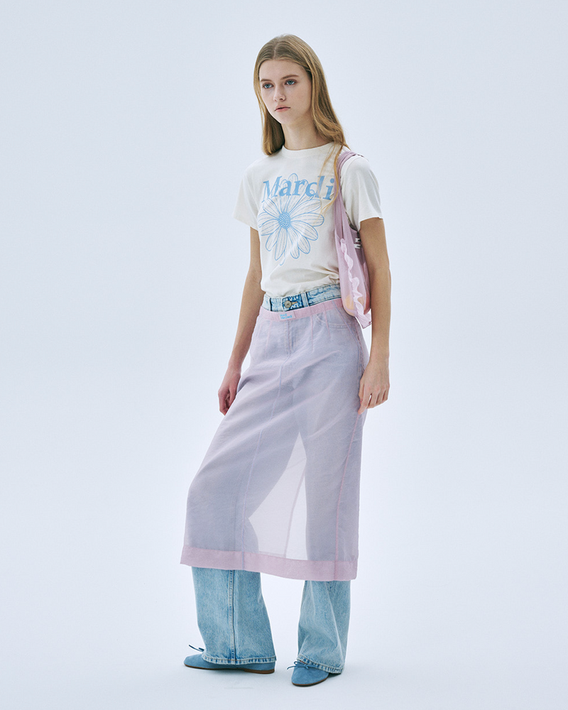Slim T-shirt Flowermardi Cream Ashblue