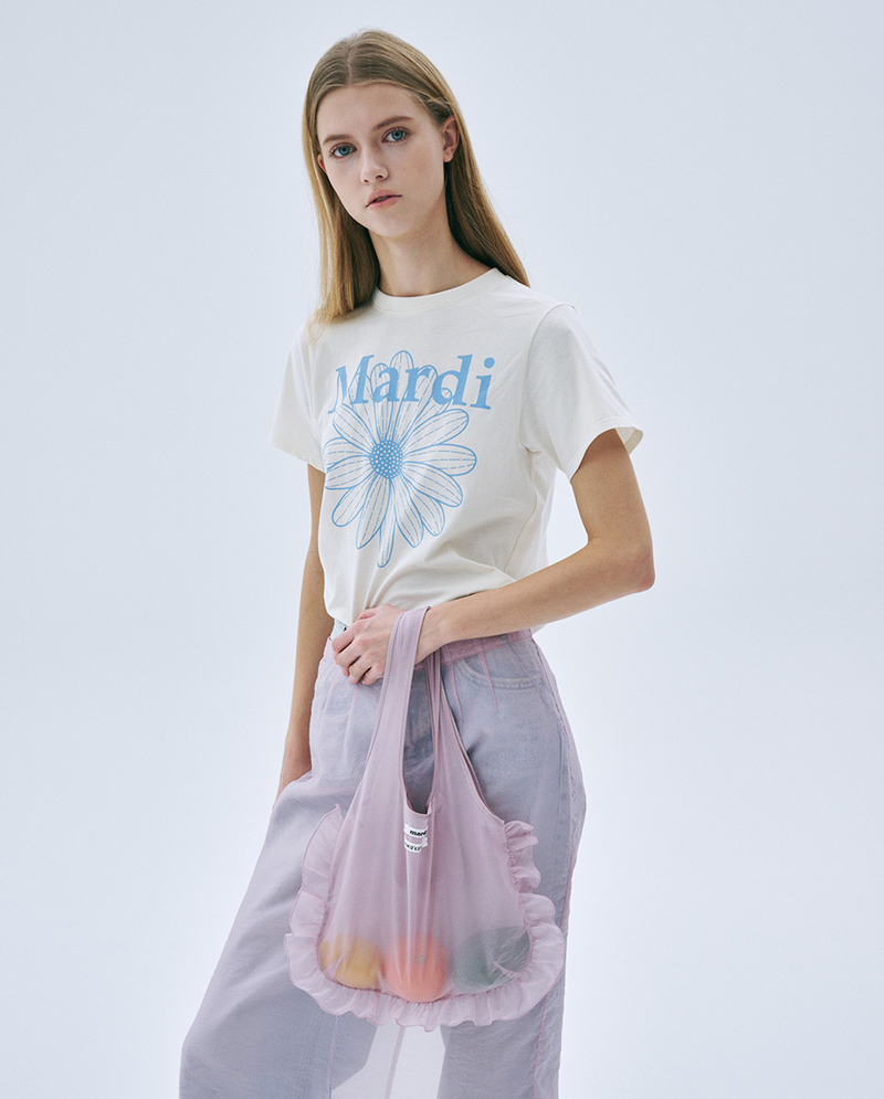Slim T-shirt Flowermardi Cream Ashblue