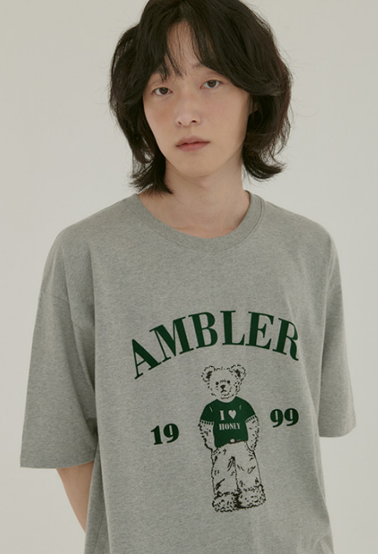 Just Chilling Bear T-shirt Melange Grey