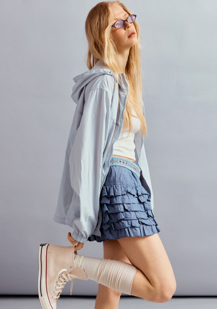 Steve Packable Windbreaker Light Blue