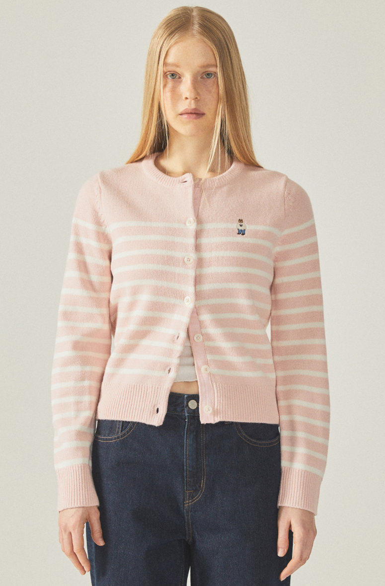 Steve R-neck Cardigan Pink