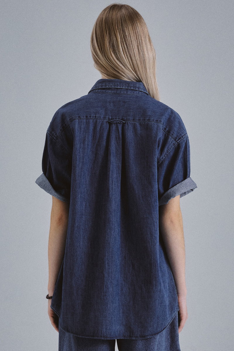 Steve Denim Short Sleeve Shirts Indigo