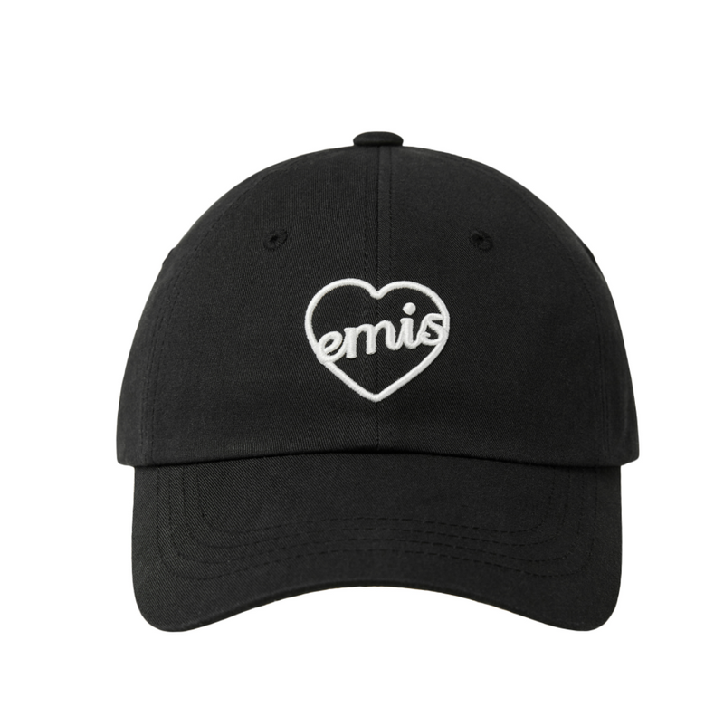 Heart Ball Cap Black White