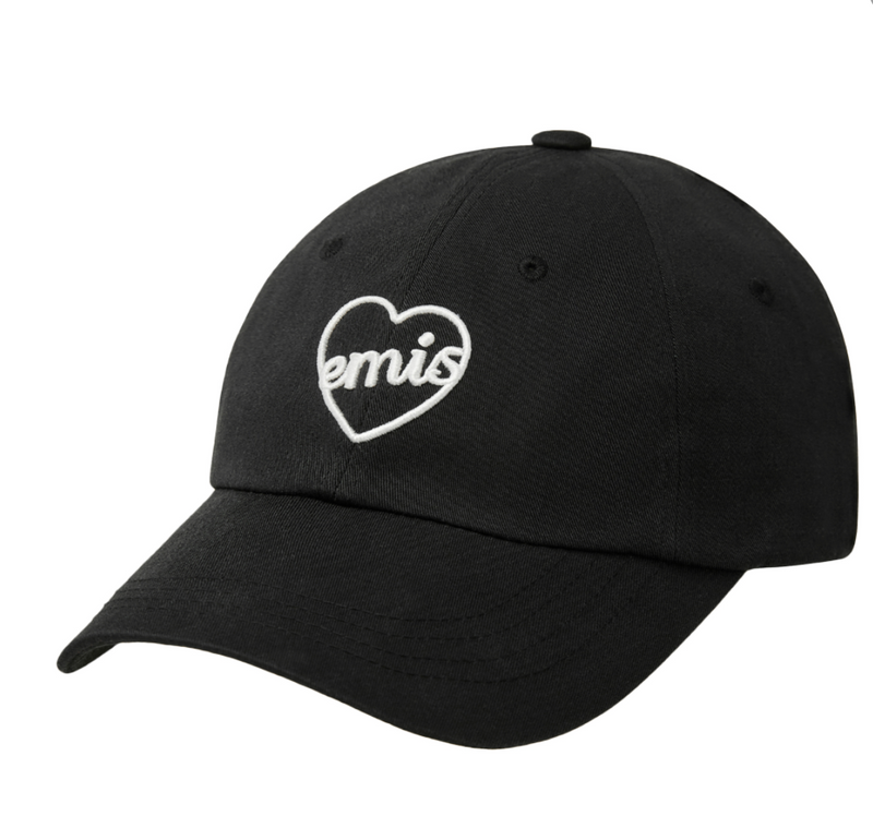 Heart Ball Cap Black White