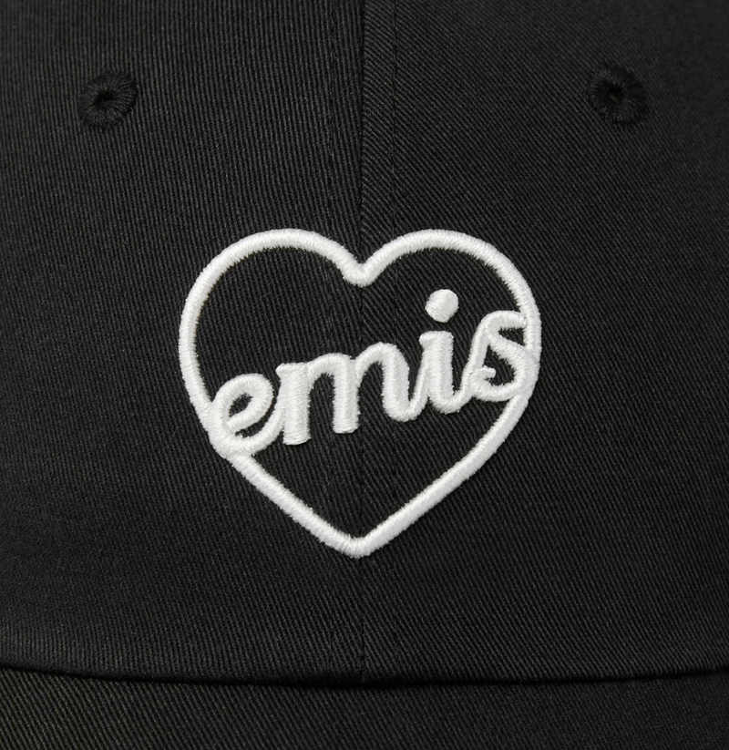 Heart Ball Cap Black White