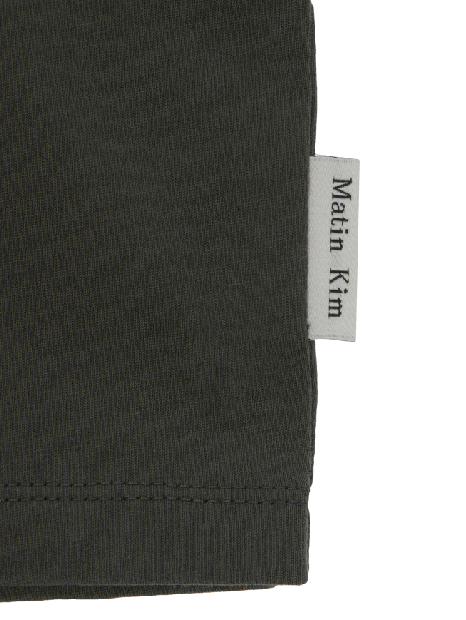 Logo Cutted Ringer Crop Top in Charcoal