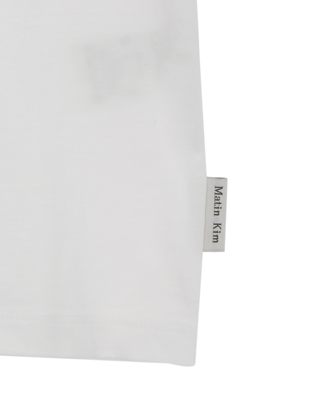 Logo Cutted Ringer Crop Top in White