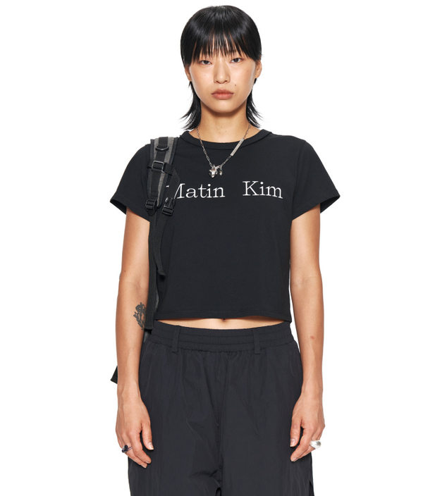 Logo Crop Top in Black