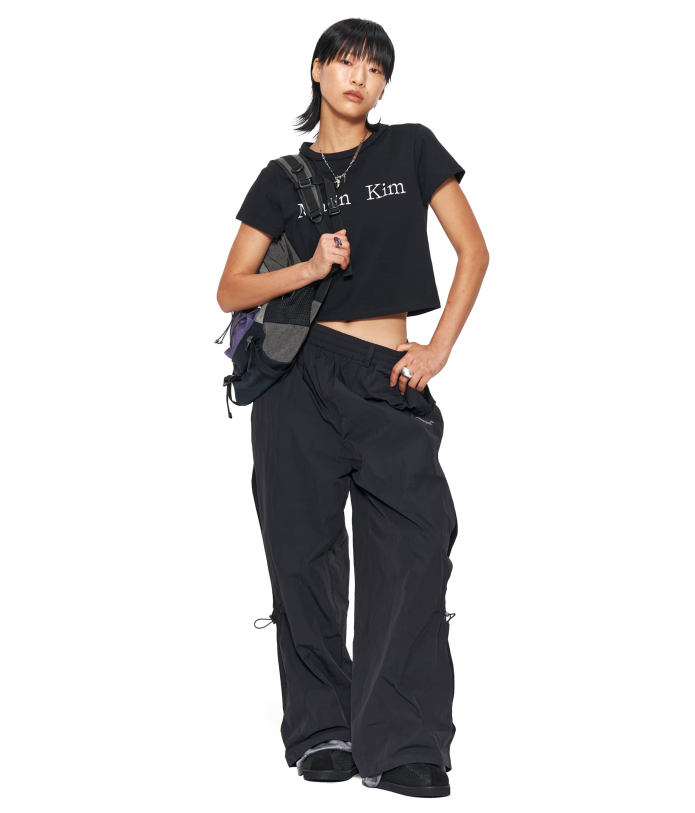 Logo Crop Top in Black