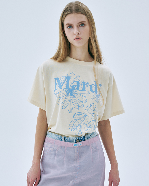 Tshirt Triple Flower Butter Ashblue