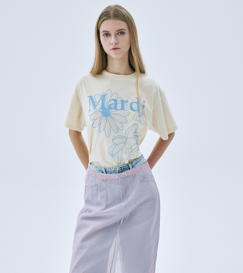 Tshirt Triple Flower Butter Ashblue