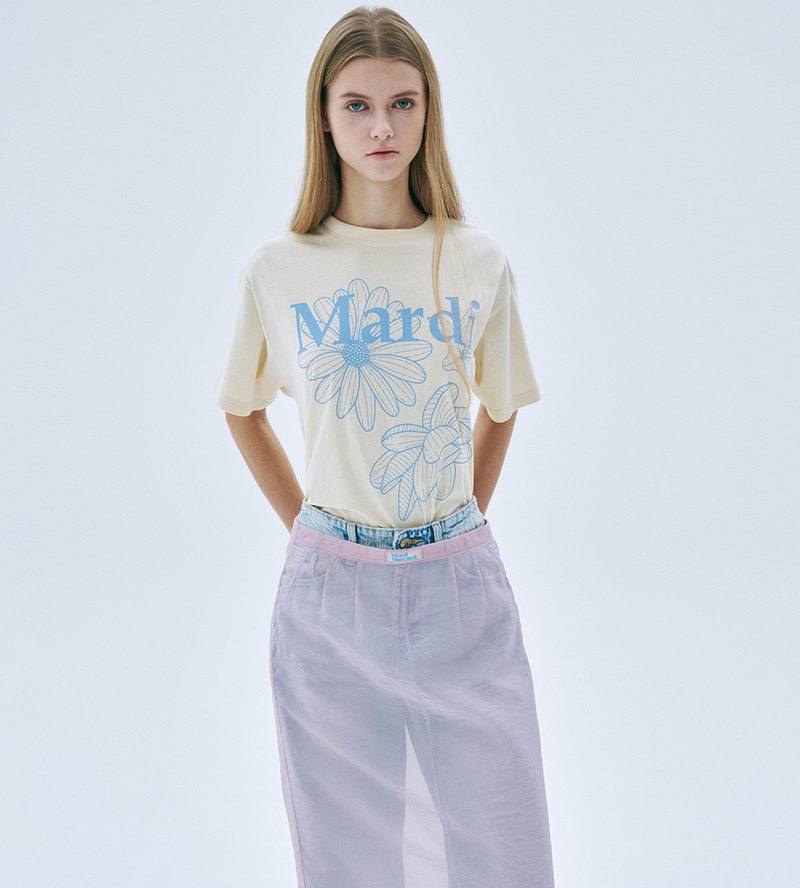 Tshirt Triple Flower Butter Ashblue