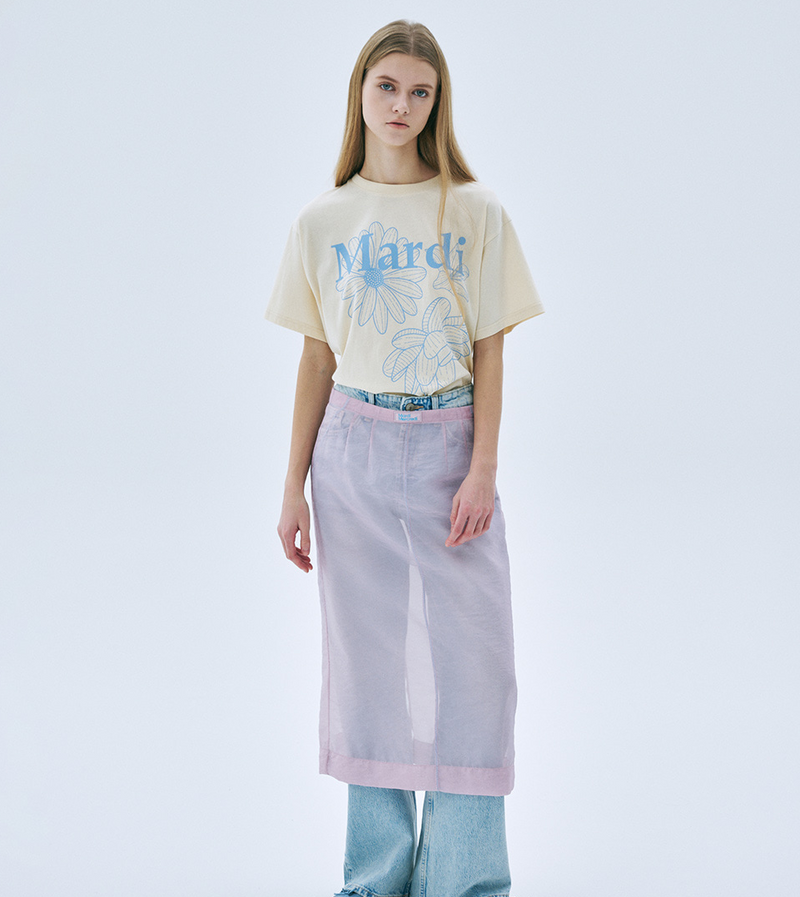 Tshirt Triple Flower Butter Ashblue