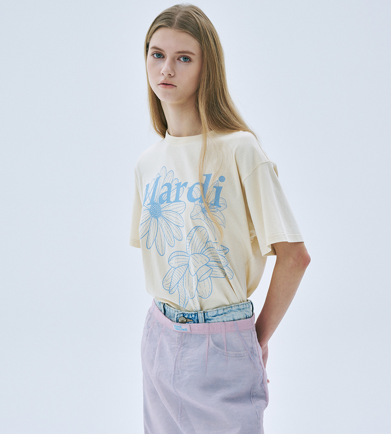 Tshirt Triple Flower Butter Ashblue