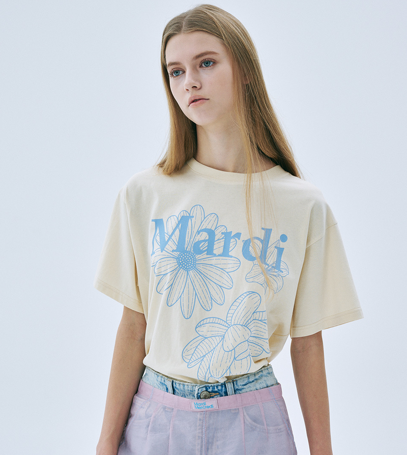 Tshirt Triple Flower Butter Ashblue