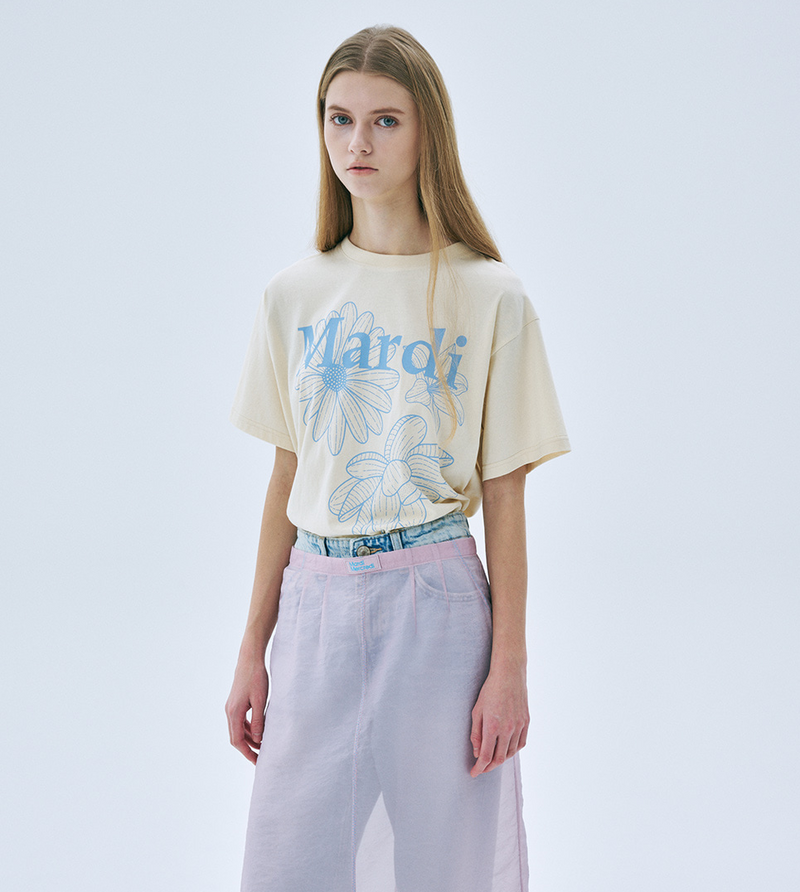 Tshirt Triple Flower Butter Ashblue