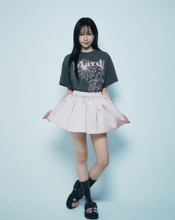 Tshirt Triple Flower Charcoal Pink