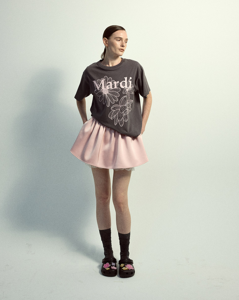 Tshirt Triple Flower Charcoal Pink