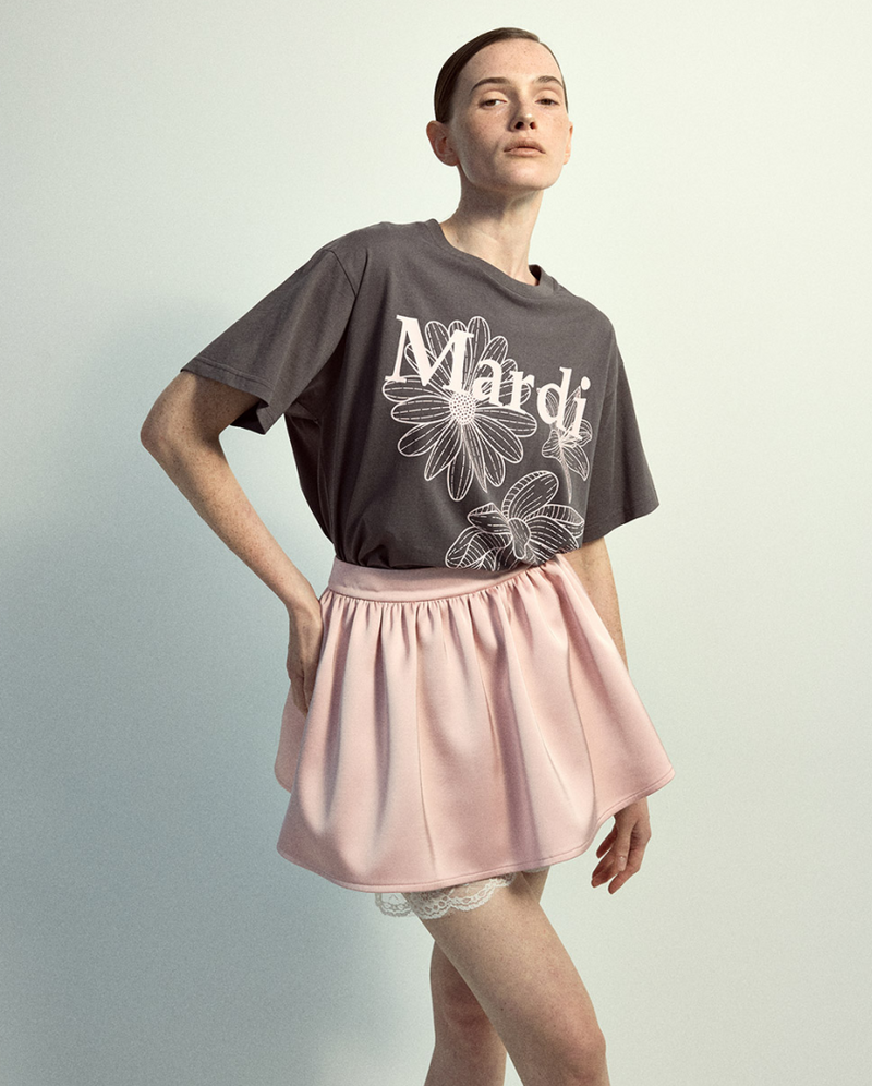 Tshirt Triple Flower Charcoal Pink