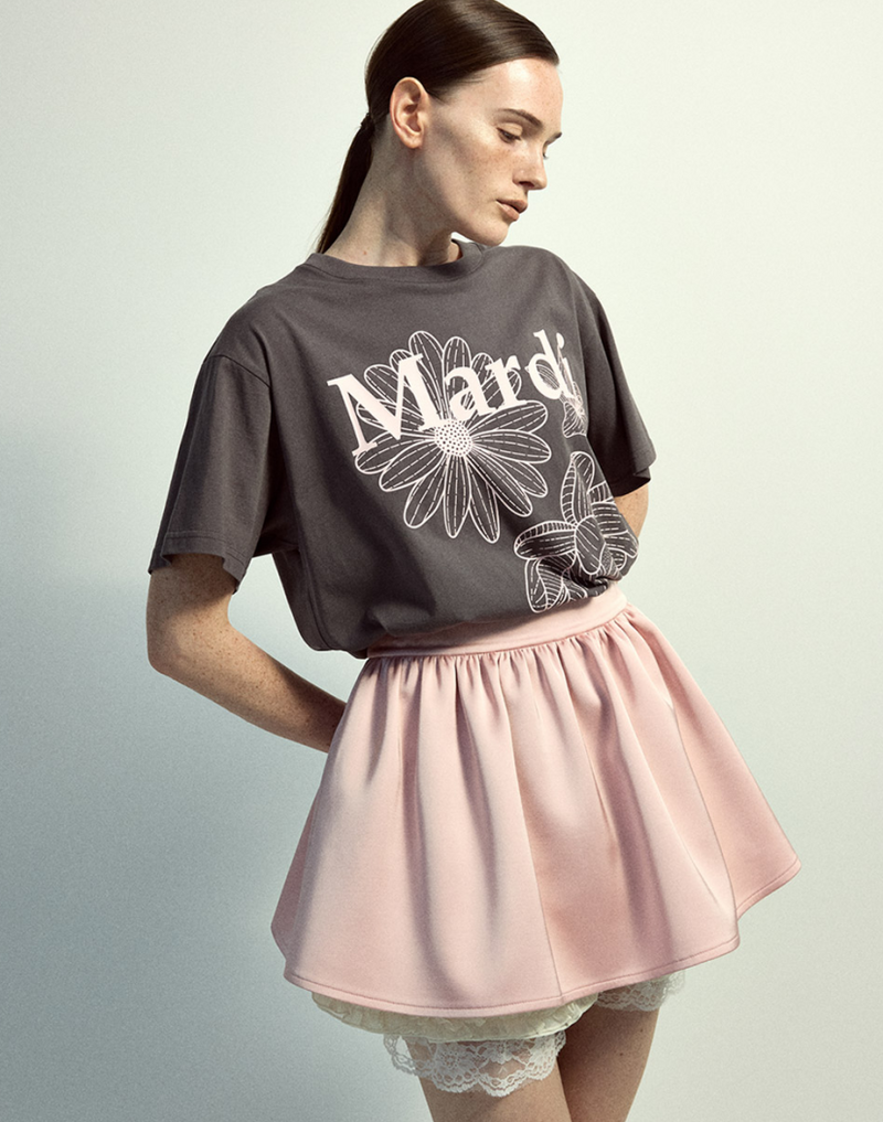 Tshirt Triple Flower Charcoal Pink