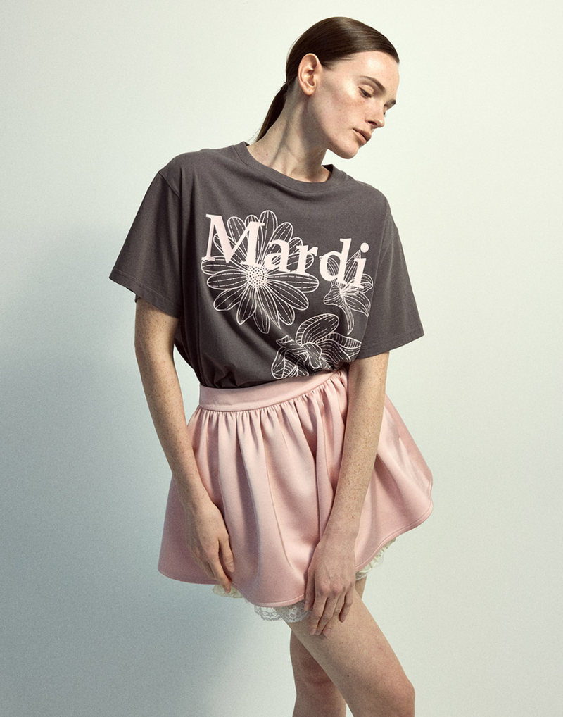Tshirt Triple Flower Charcoal Pink