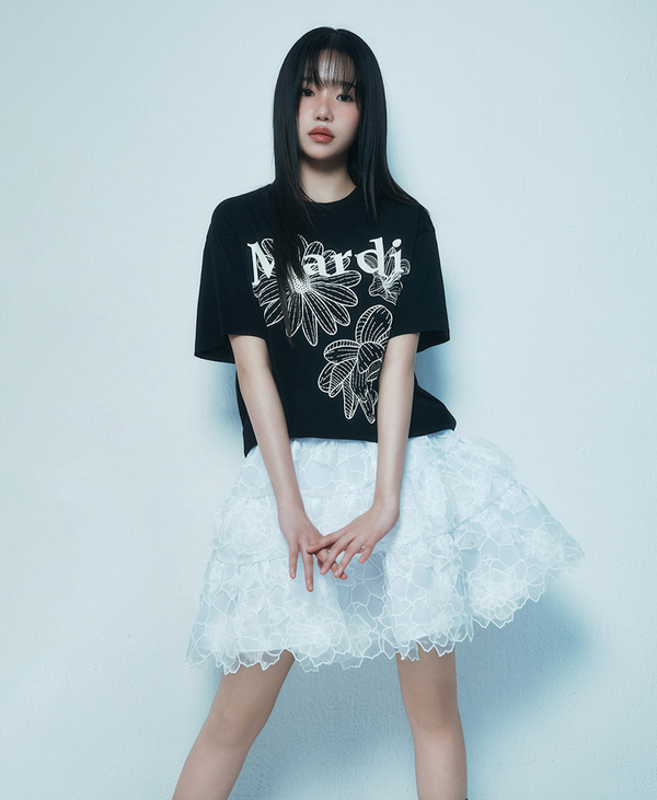 Tshirt Triple Flower Black Ivory