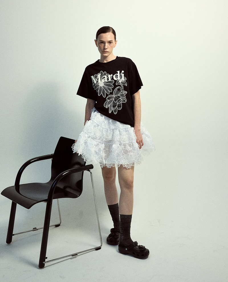 Tshirt Triple Flower Black Ivory