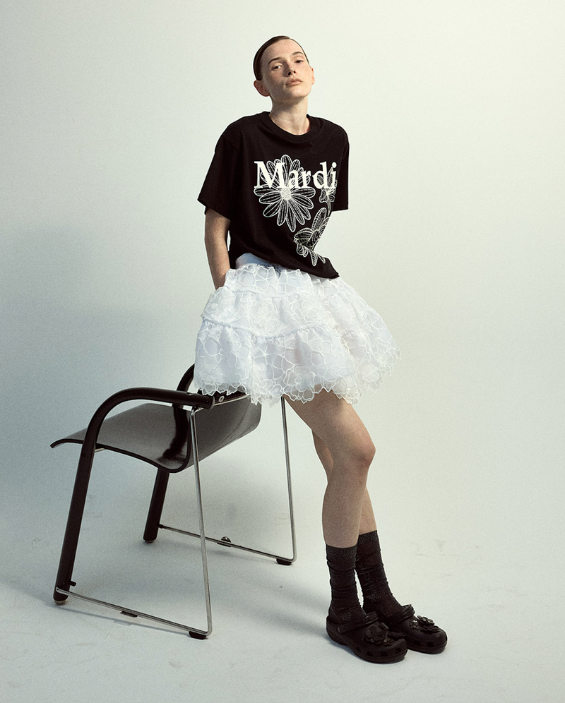 Tshirt Triple Flower Black Ivory