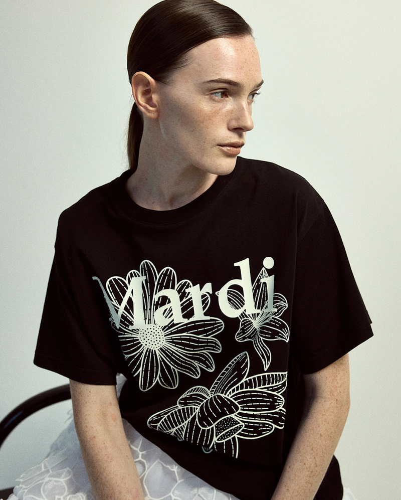 Tshirt Triple Flower Black Ivory