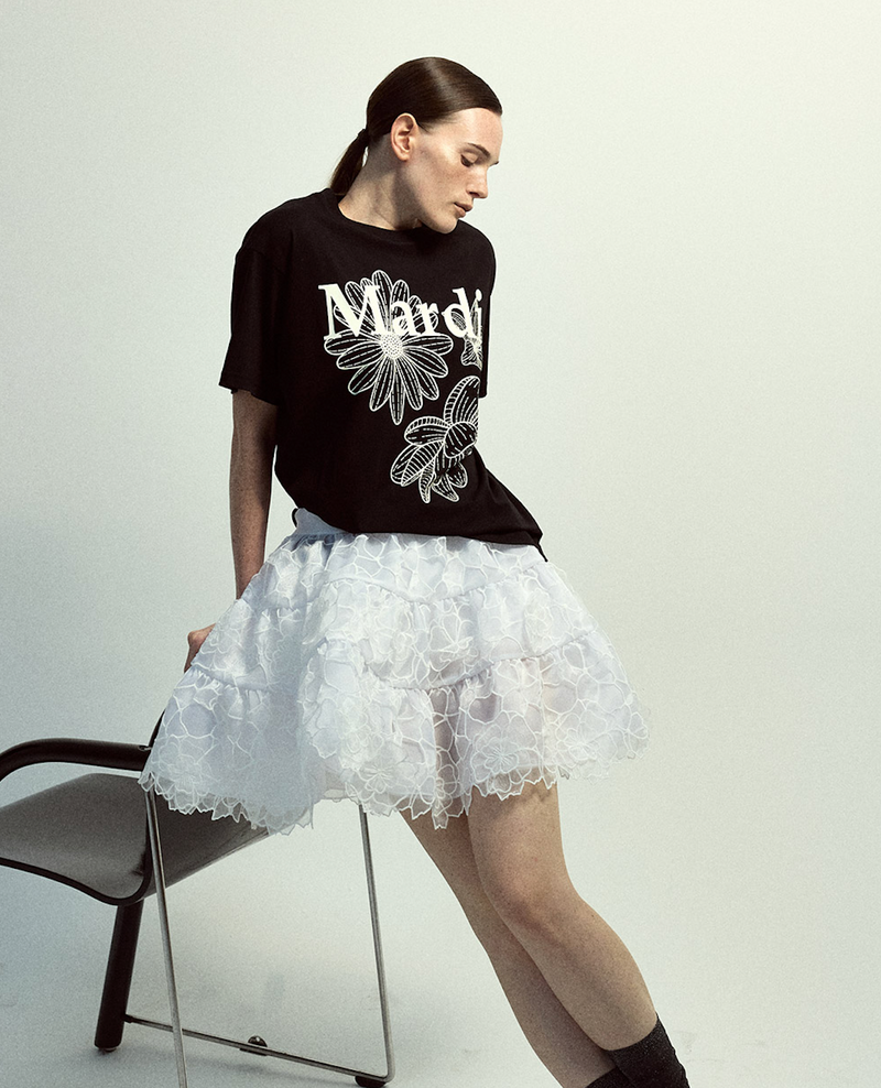 Tshirt Triple Flower Black Ivory