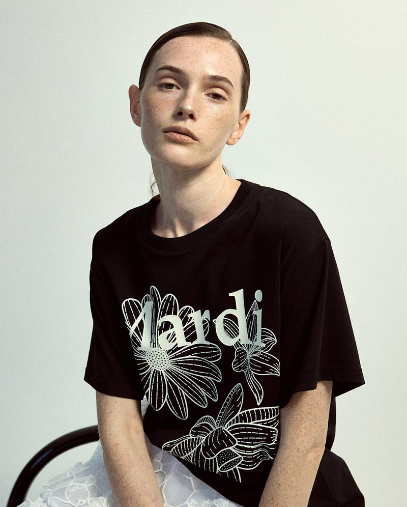 Tshirt Triple Flower Black Ivory