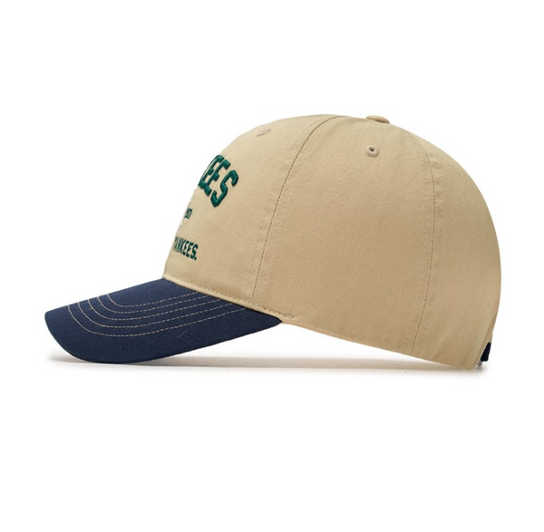 Varsity Lettering Color Block Unstructured Ball Cap NY Yankees Beige