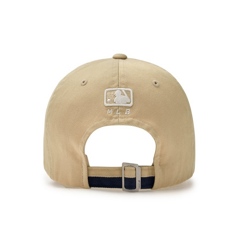 Varsity Lettering Color Block Unstructured Ball Cap NY Yankees Beige