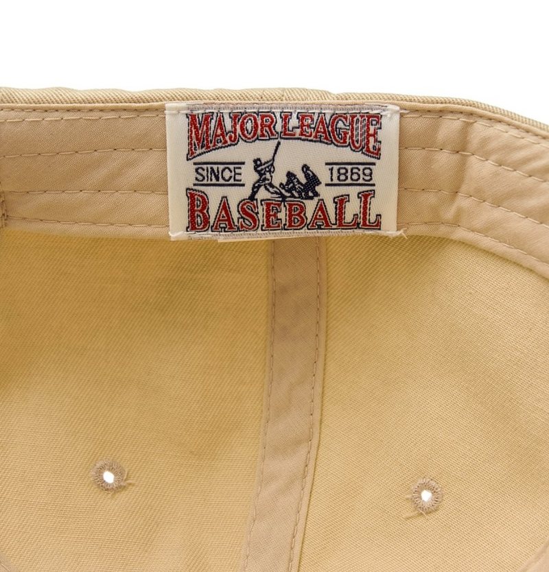 Varsity Lettering Color Block Unstructured Ball Cap NY Yankees Beige