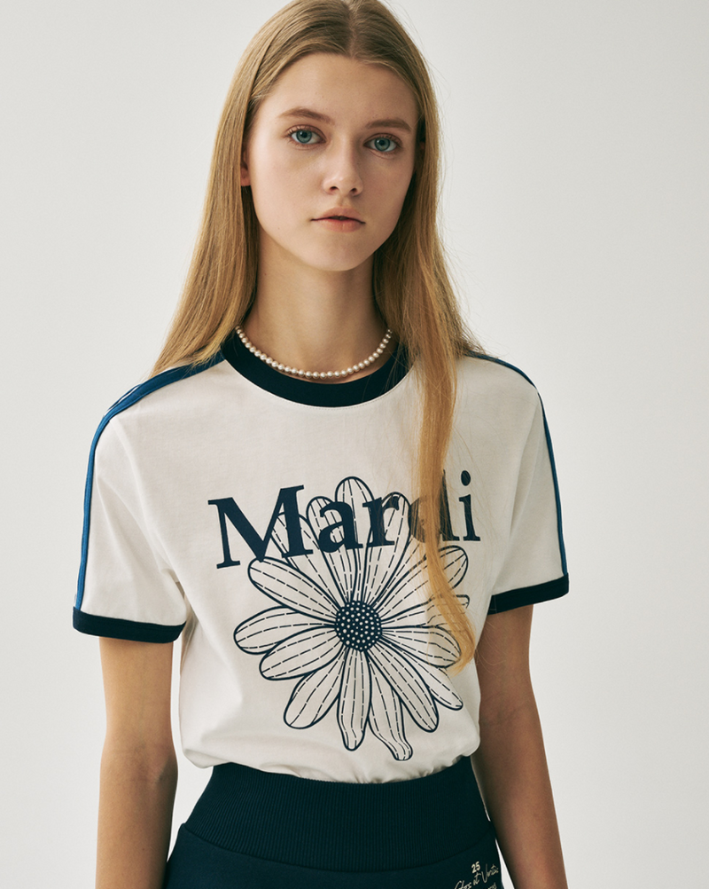 Linger Tshirt Flowermardi Ivory Navy