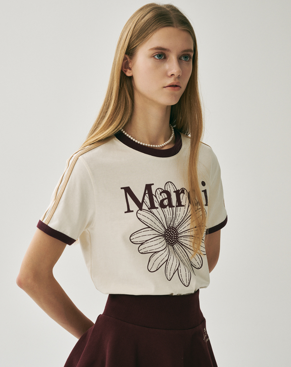 Linger Tshirt Flowermardi Cream Burgundy