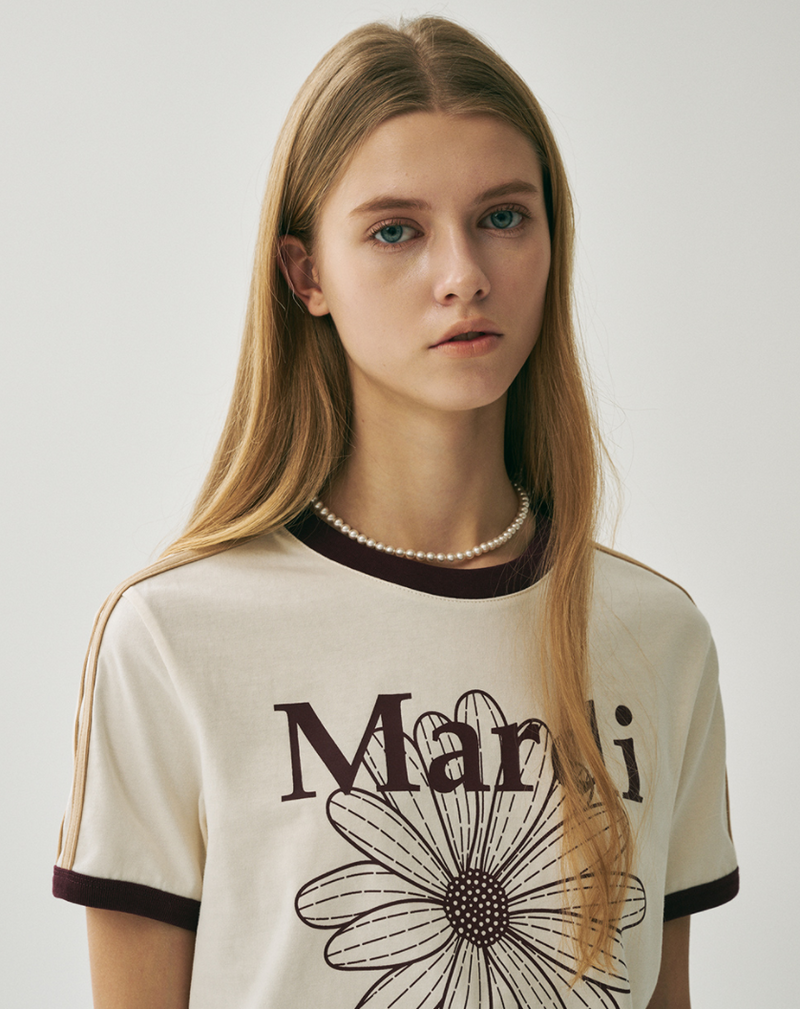 Linger Tshirt Flowermardi Cream Burgundy