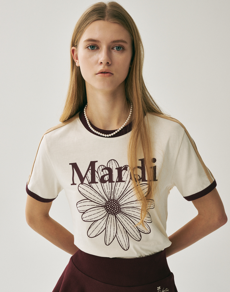 Linger Tshirt Flowermardi Cream Burgundy