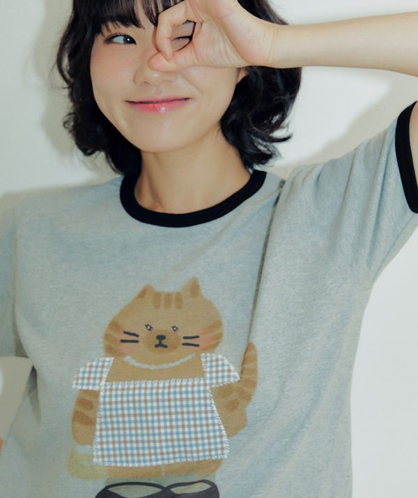 Cat in a Dress T-shirt Melange Grey