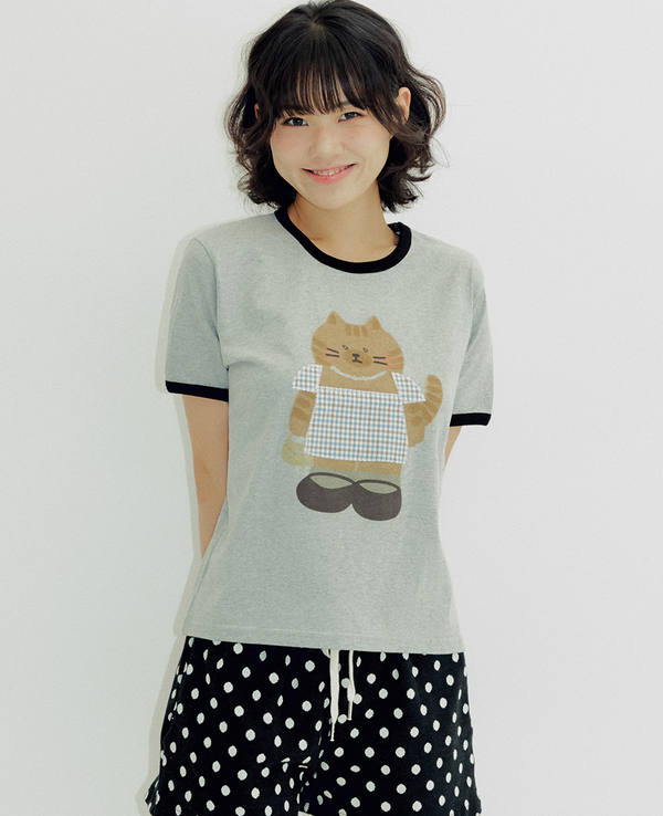Cat in a Dress T-shirt Melange Grey