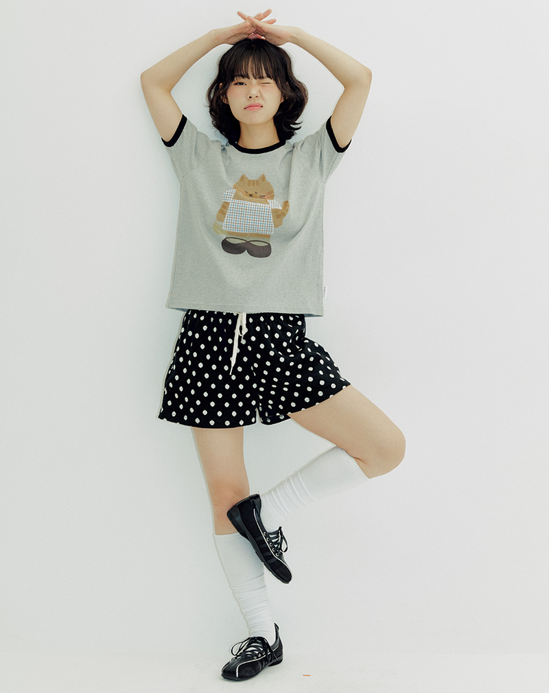 Cat in a Dress T-shirt Melange Grey