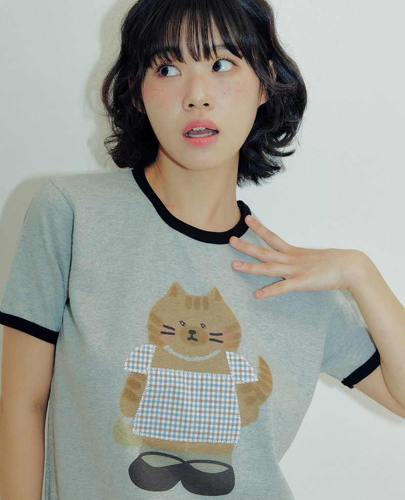 Cat in a Dress T-shirt Melange Grey