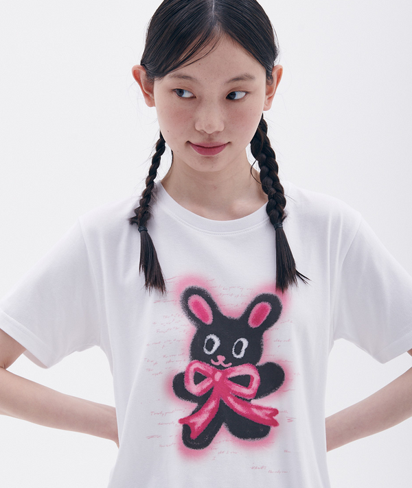 Rabbit with Ribbon T-shirt White