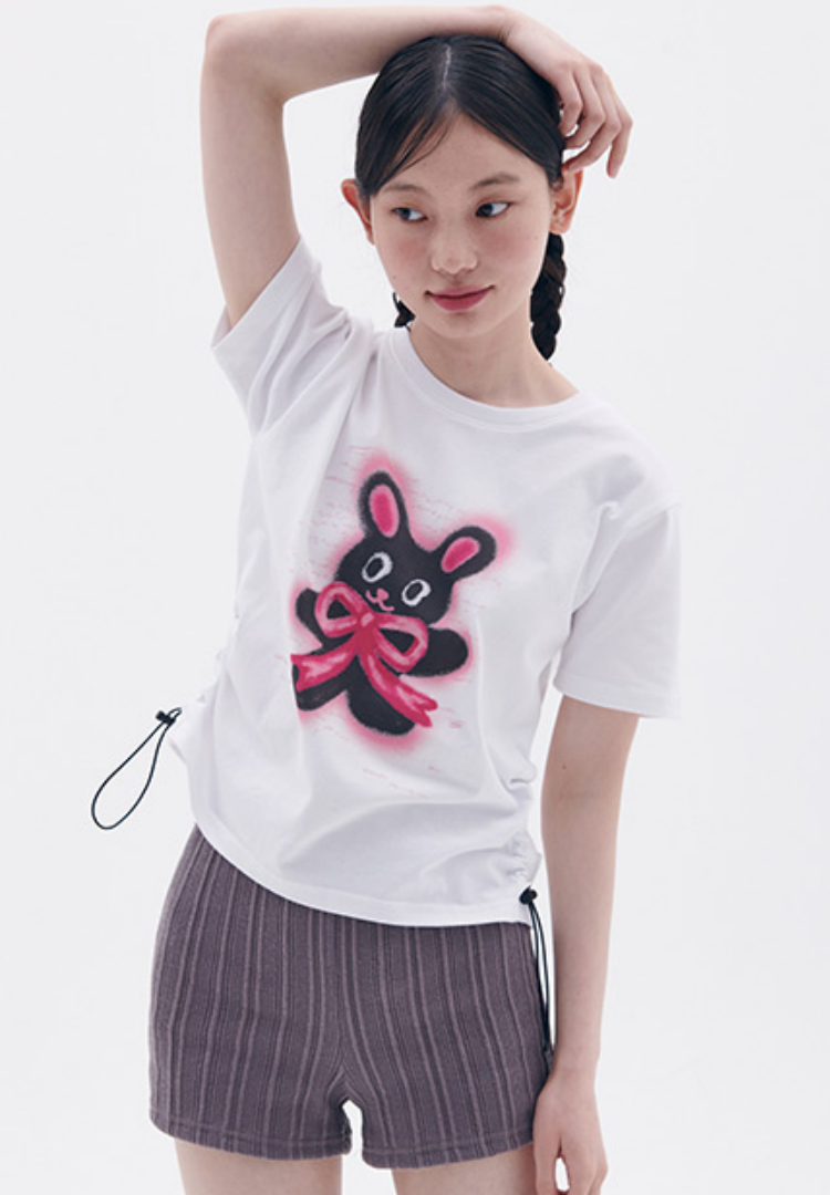 Rabbit with Ribbon T-shirt White