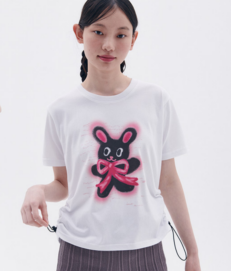 Rabbit with Ribbon T-shirt White