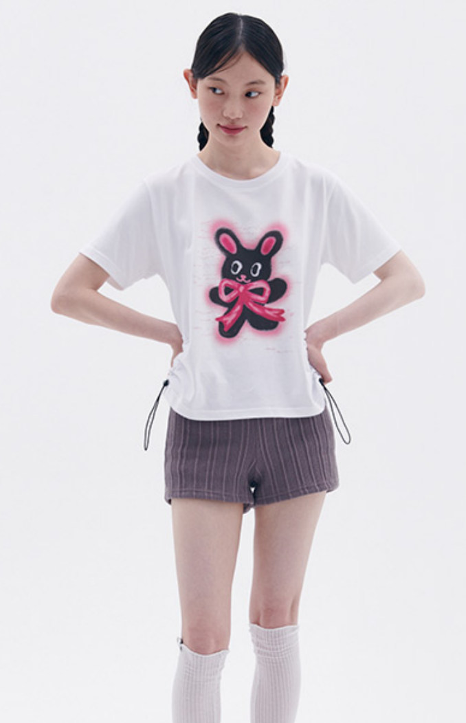 Rabbit with Ribbon T-shirt White