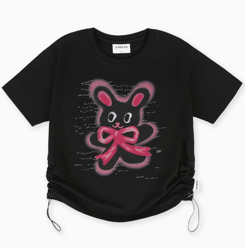 Rabbit with Ribbon T-shirt Black