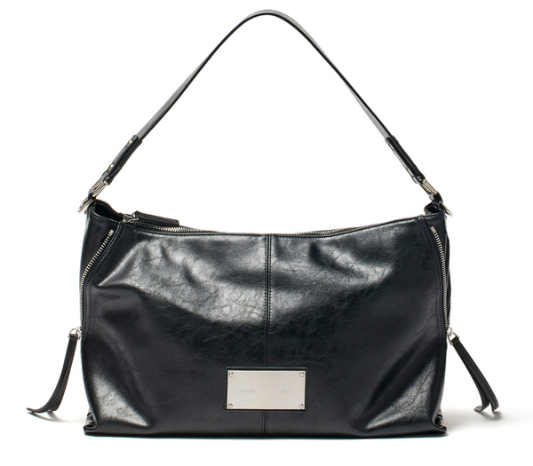 Side Zipper Shoulder Bag in Black